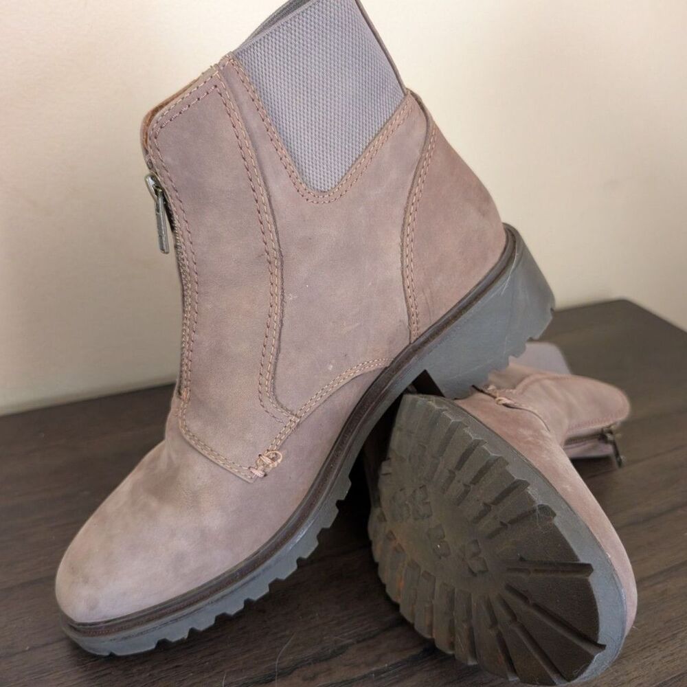 Rockport Cobb Hill Womens Winter Center Zip Brown Leather Ankle Boots Size 6